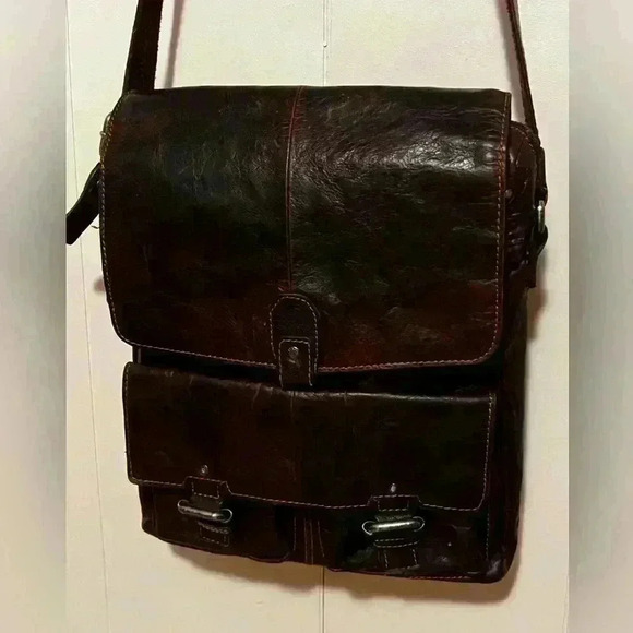 Jack Georges Spikes & Sparrow North / South Luxurious Leather Messenger Bag - Picture 9 of 15